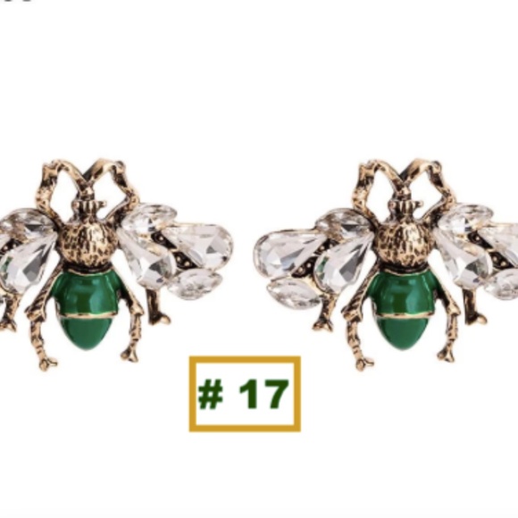 Honey BEE SHAPE EARRING , GREEN - Picture 9 of 11